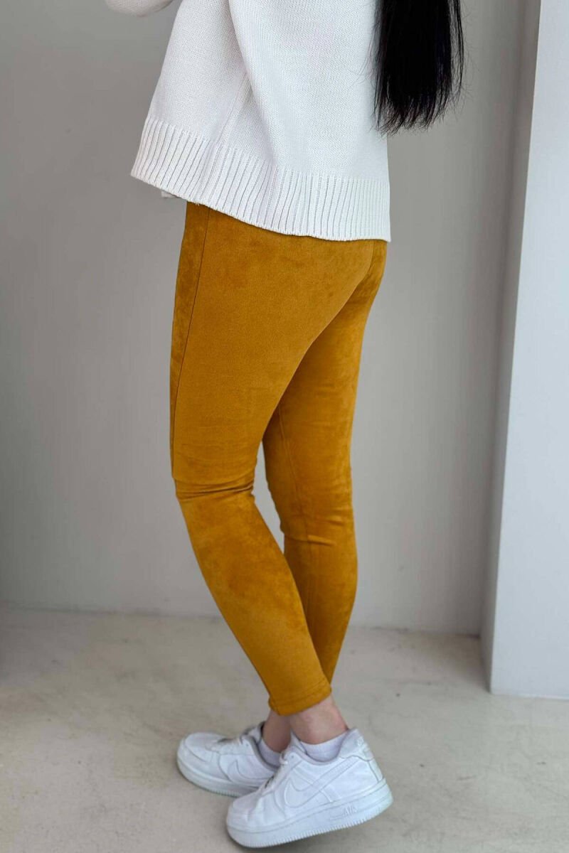 ONE COLOR SIMPLE WOMEN LEGGINGS MUSTARD/MUSTARDE - 5