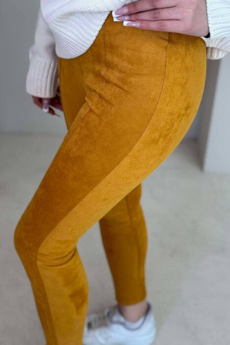 ONE COLOR SIMPLE WOMEN LEGGINGS MUSTARD/MUSTARDE - 6