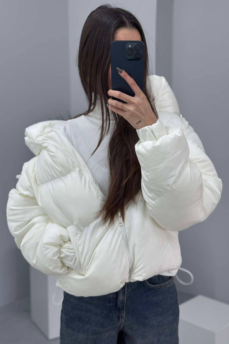 ONE COLOR SIMPLE WOMEN PUFFER JACKET WHITE-E BARDHE - 1
