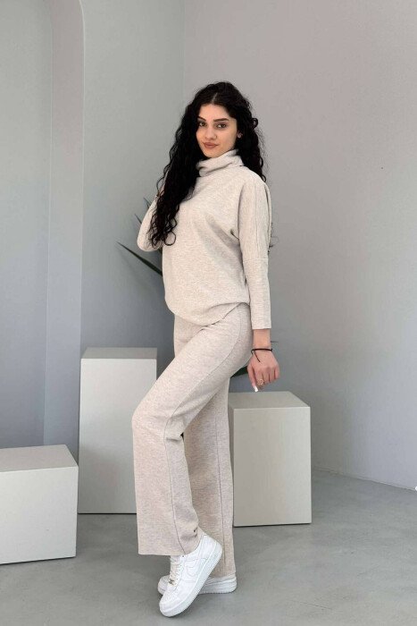 ONE COLOR SIMPLE WOMEN SET BEIGE/BEZHE - KLAUDIO FASHION