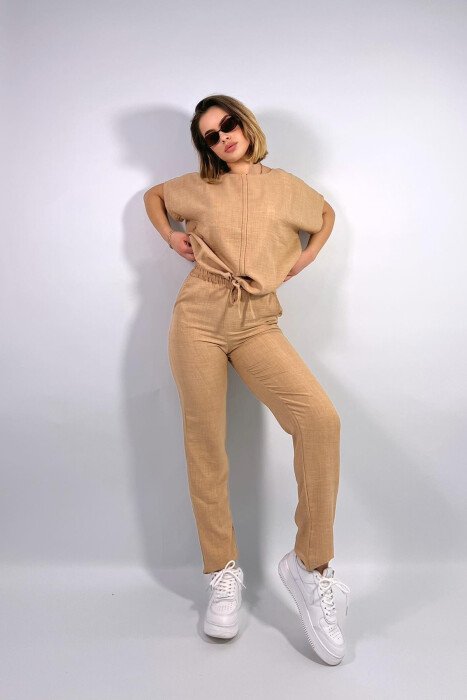 ONE COLOR SIMPLE WOMEN SET BEIGE/BEZHE - KLAUDIO FASHION