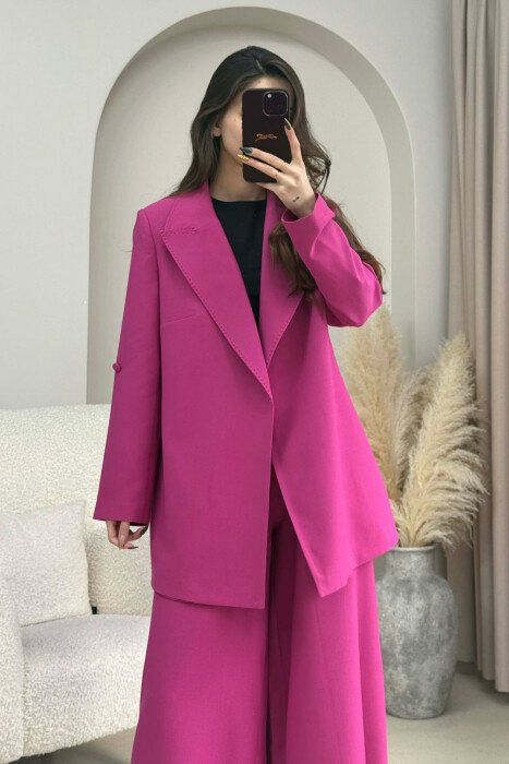 SIMPLE JACKET+TROUSERS WOMEN SET FUCHSIA/CIKLAMI - 3