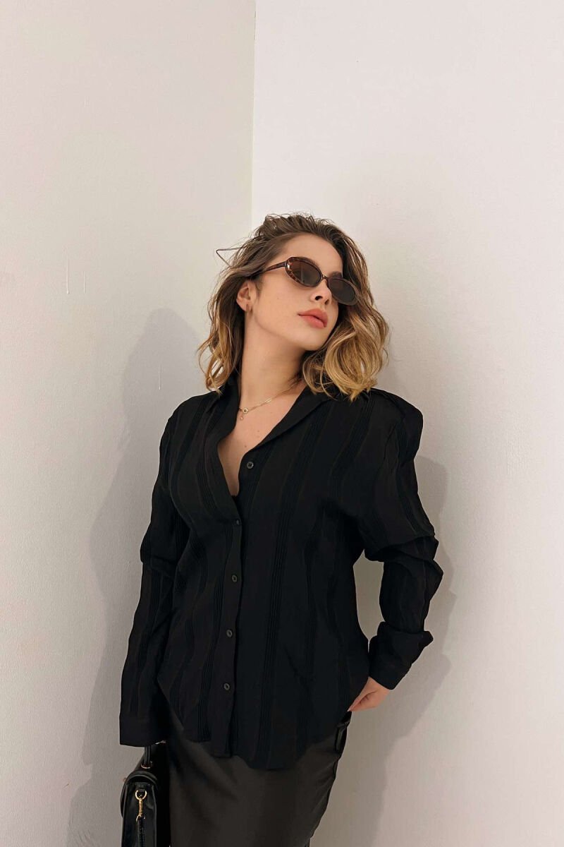 ONE COLOR SIMPLE WOMEN SHIRT BLACK/ E ZEZE - 4