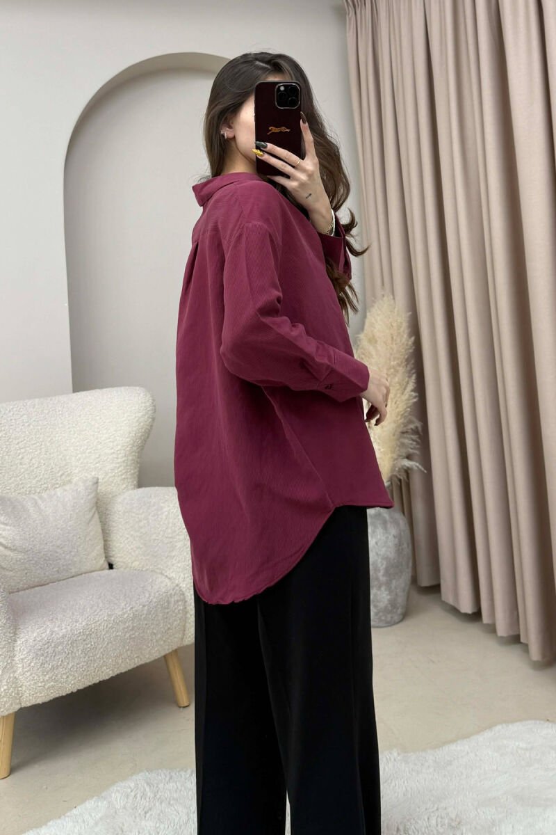 ONE COLOR SIMPLE WOMEN SHIRT BURGUNDY/VISHNJE - 3