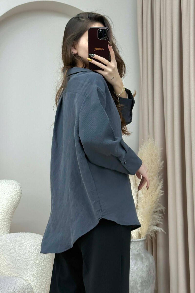 ONE COLOR SIMPLE WOMEN SHIRT DARK GREY/GEE - 4