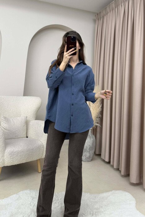ONE COLOR SIMPLE WOMEN SHIRT LIGHTBLUE/BZ 