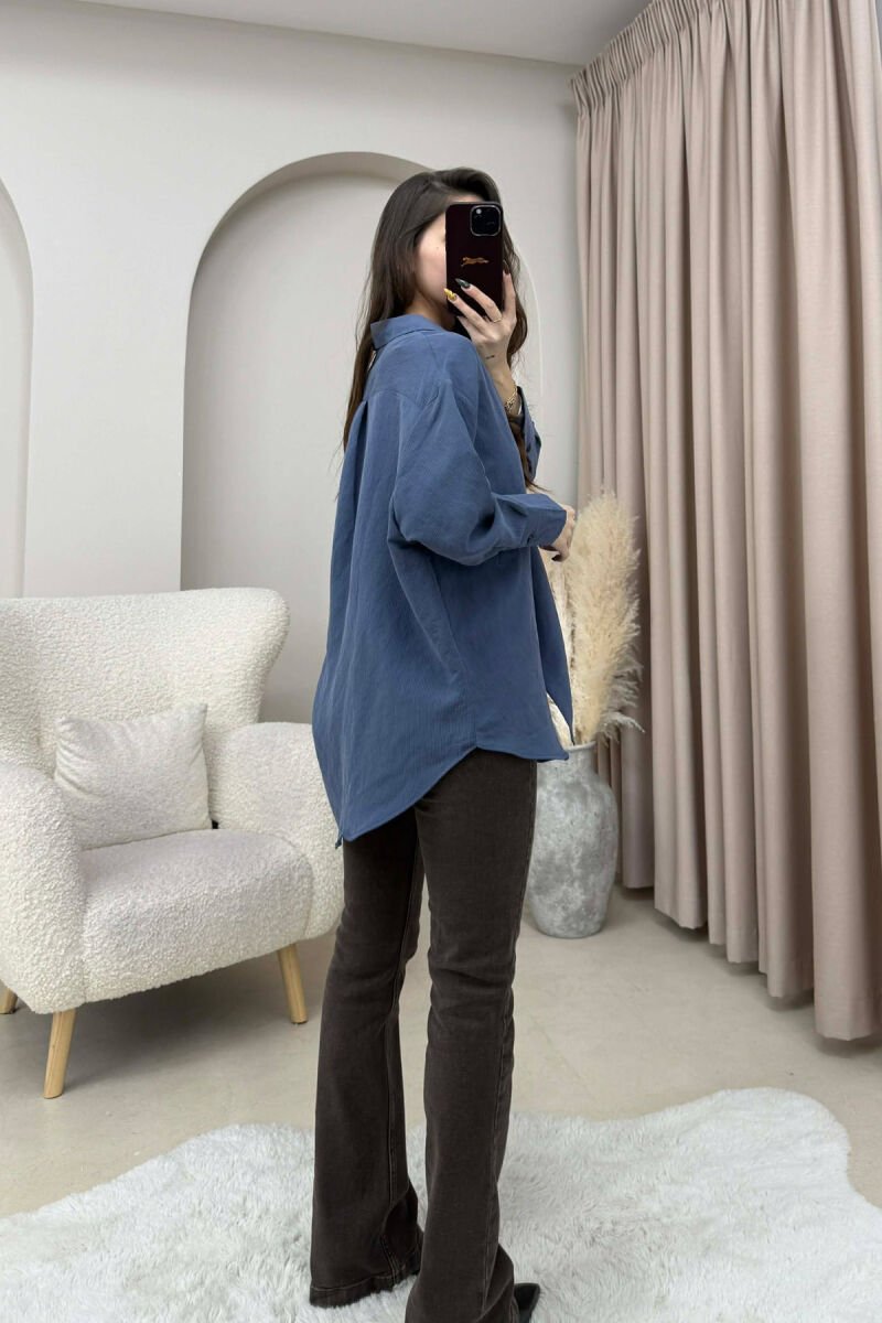 ONE COLOR SIMPLE WOMEN SHIRT LIGHTBLUE/BZ - 7