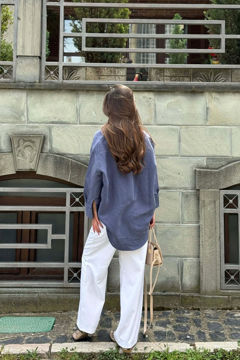 ONE COLOR SIMPLE WOMEN SHIRT LIGHTBLUE/BZ - 4