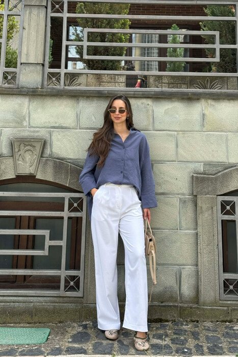 ONE COLOR SIMPLE WOMEN SHIRT LIGHTBLUE/BZ - 6