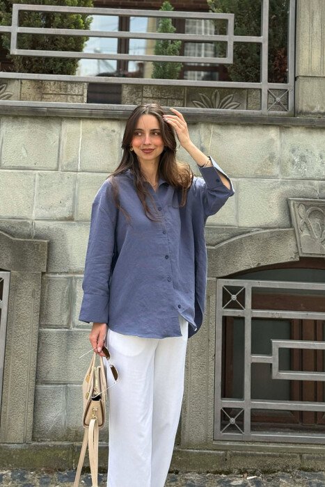 ONE COLOR SIMPLE WOMEN SHIRT LIGHTBLUE/BZ - 8