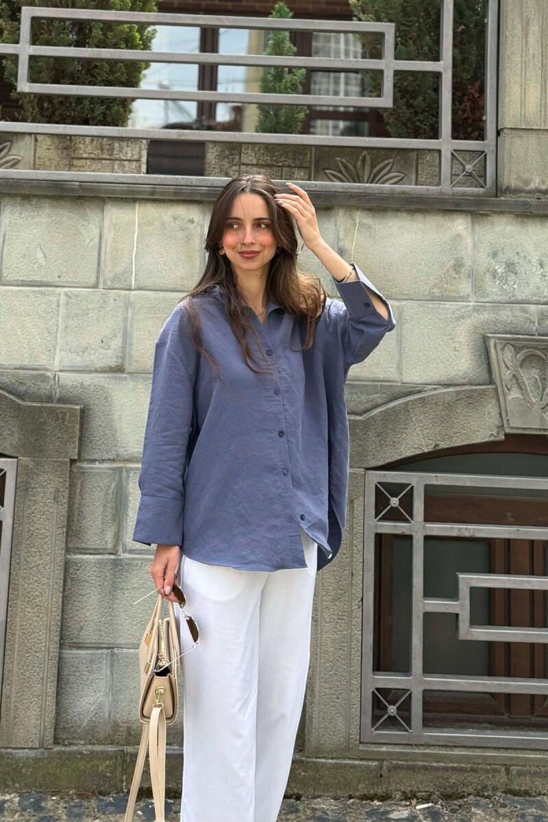 ONE COLOR SIMPLE WOMEN SHIRT LIGHTBLUE/BZ - 8