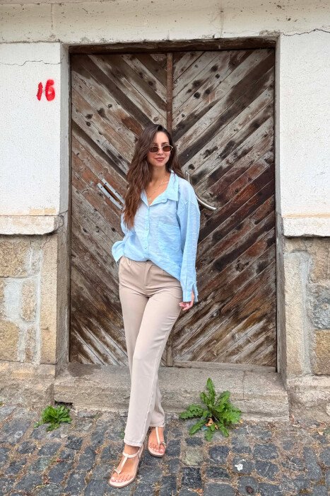 ONE COLOR SIMPLE WOMEN SHIRT LIGHTBLUE/BZ - 3