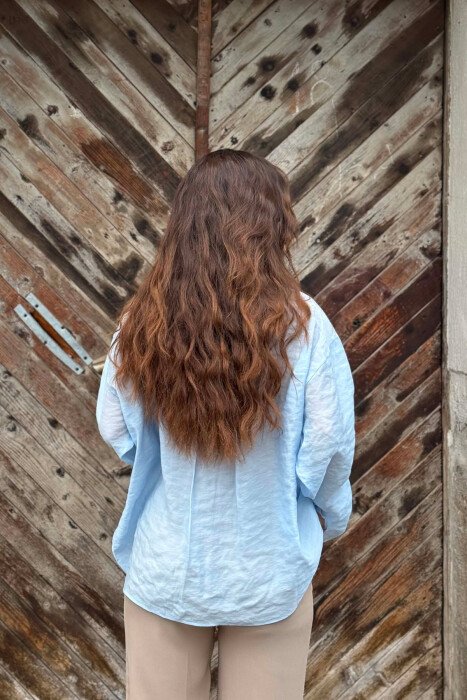 ONE COLOR SIMPLE WOMEN SHIRT LIGHTBLUE/BZ - 6