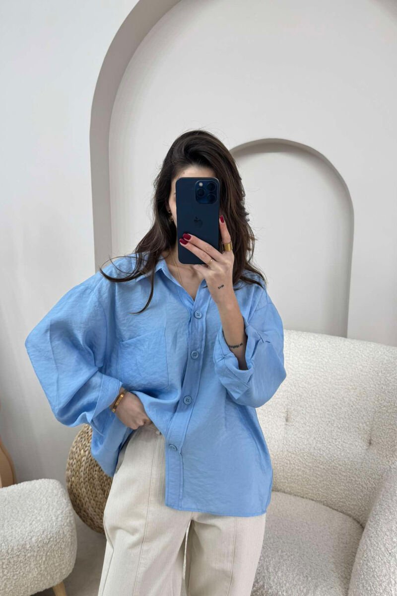 ONE COLOR SIMPLE WOMEN SHIRT LIGHTBLUE/BZ - 1