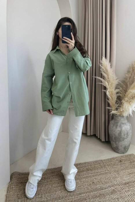 ONE COLOR SIMPLE WOMEN SHIRT MINT/MENTE - KLAUDIO FASHION
