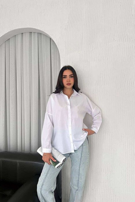 ONE COLOR SIMPLE WOMEN SHIRT WHITE-E BARDHE 