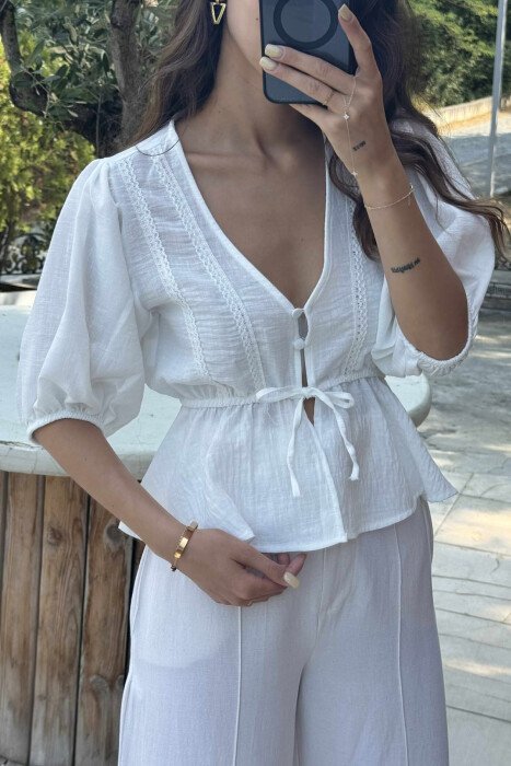 ONE COLOR SIMPLE WOMEN SHIRT WHITE-E BARDHE - 3