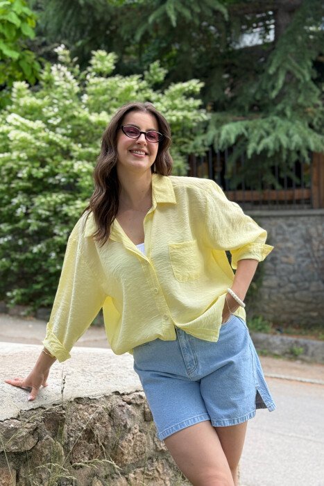 ONE COLOR SIMPLE WOMEN SHIRT YELLOW/E VERDHE - 6