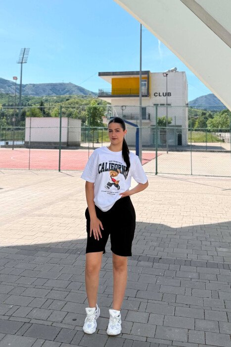 ONE COLOR SIMPLE WOMEN SHORT SWEATPANTS BLACK/ E ZEZE - 1