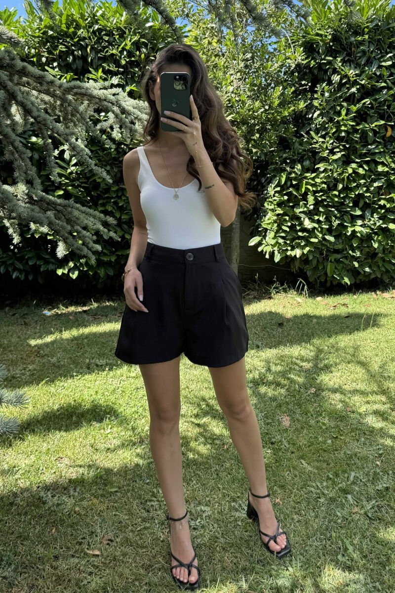 ONE COLOR SIMPLE WOMEN SHORTS BLACK/ E ZEZE - 3
