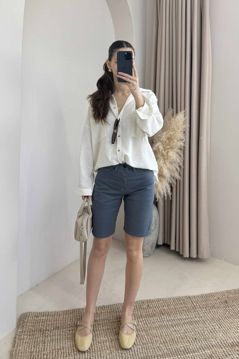 ONE COLOR SIMPLE WOMEN SHORTS BLUE STONE/GK - 2