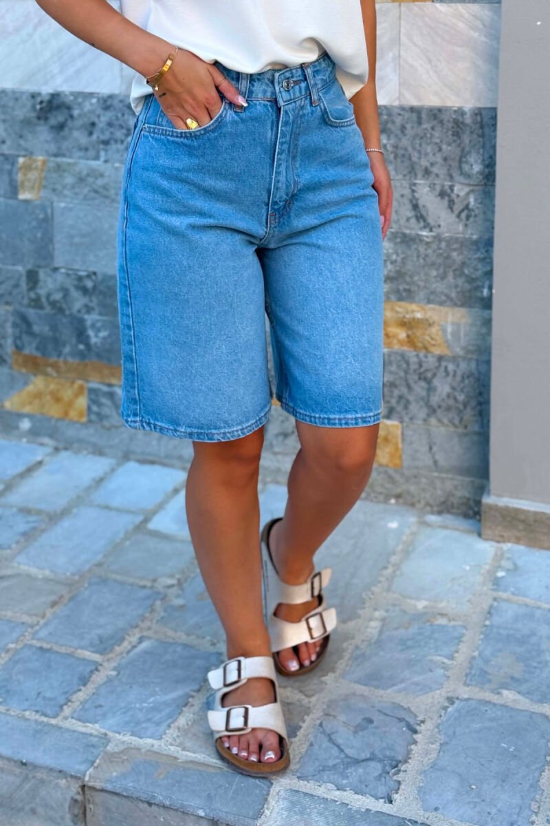 ONE COLOR SIMPLE WOMEN SHORTS BLUE/BLU - 4