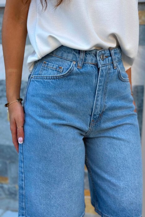 ONE COLOR SIMPLE WOMEN SHORTS BLUE/BLU - 5