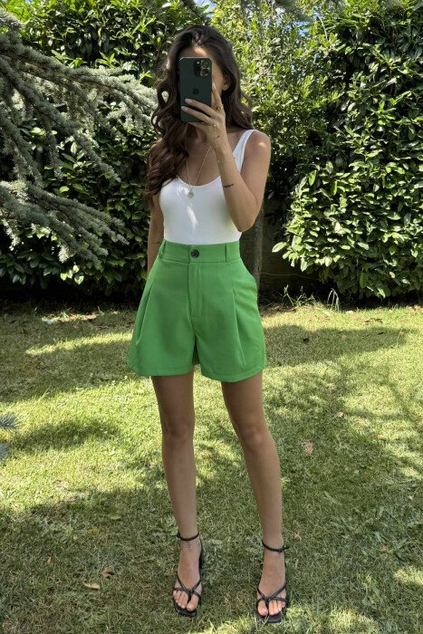 ONE COLOR SIMPLE WOMEN SHORTS GREEN/JESHILE 