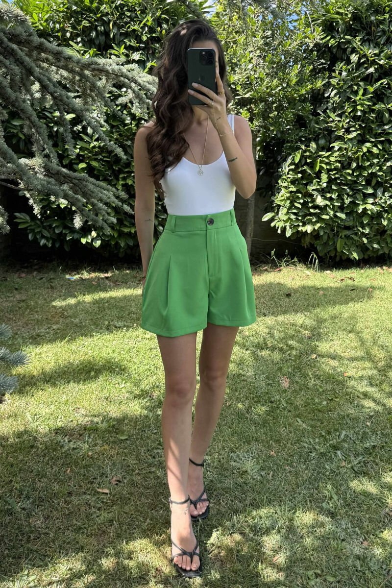 ONE COLOR SIMPLE WOMEN SHORTS GREEN/JESHILE - 2
