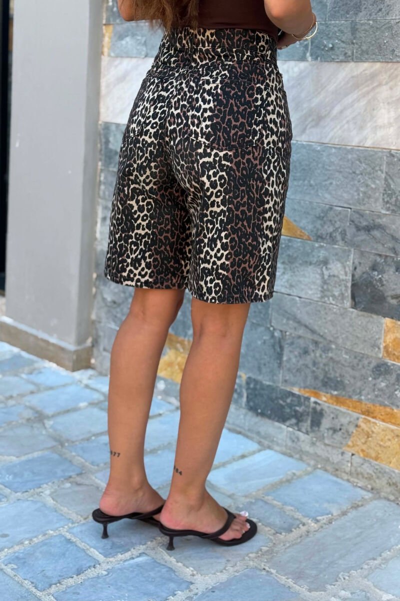 ONE COLOR SIMPLE WOMEN SHORTS LEO/LEOPARD - 6