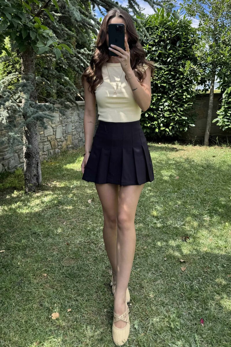 ONE COLOR SIMPLE WOMEN SKIRT BLACK/ E ZEZE - 3