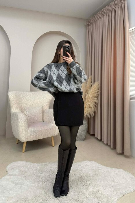 ONE COLOR SIMPLE WOMEN SKIRT BLACK/ E ZEZE - 2