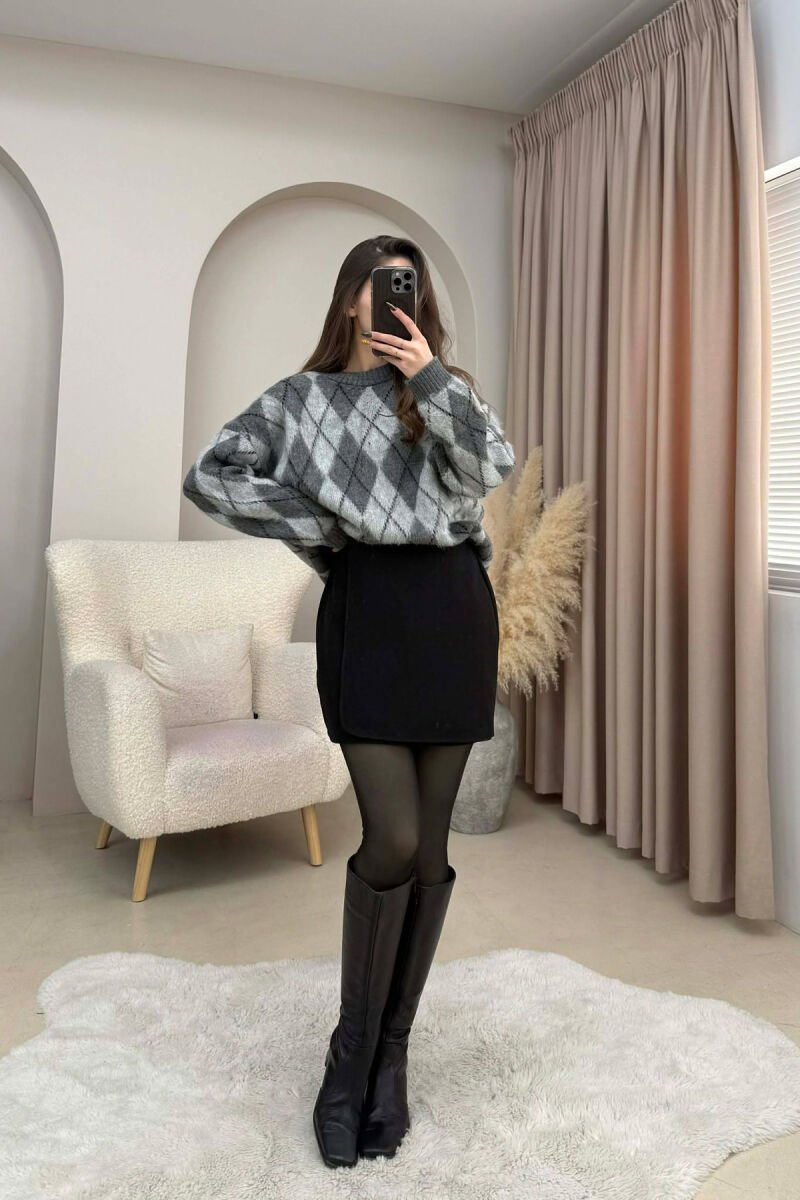 ONE COLOR SIMPLE WOMEN SKIRT BLACK/ E ZEZE - 2