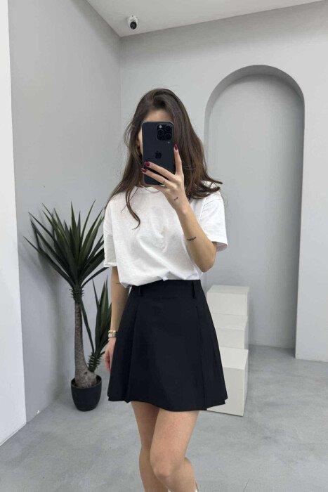 ONE COLOR SIMPLE WOMEN SKIRT BLACK/ E ZEZE - 5