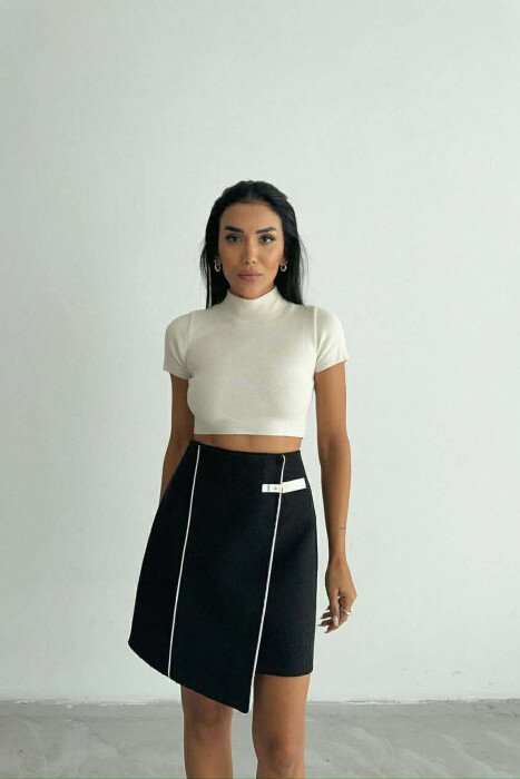 ONE COLOR SIMPLE WOMEN SKIRT BLACK/ E ZEZE - KLAUDIO FASHION