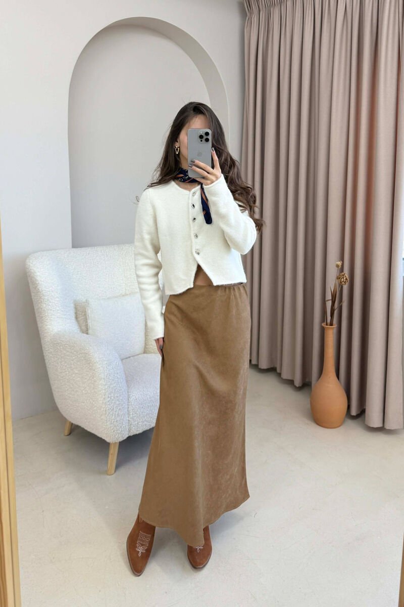 ONE COLOR SIMPLE LONG WOMEN SKIRT BROWN/KAFE - 2