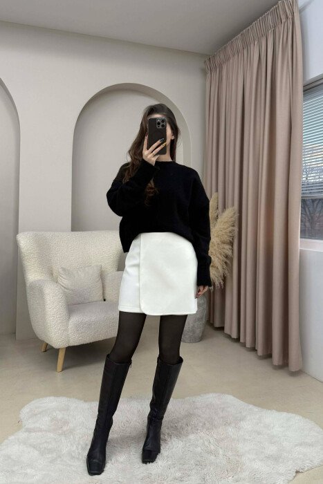 ONE COLOR SIMPLE WOMEN SKIRT CREAM/KREM - 3