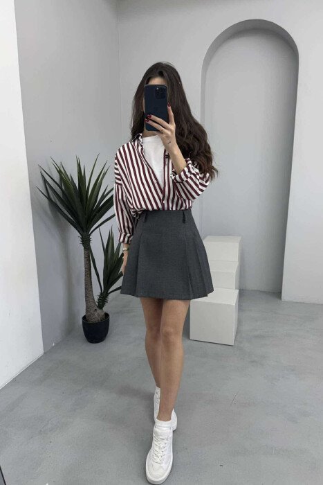 ONE COLOR SIMPLE WOMEN SKIRT GREY/GRI - 2