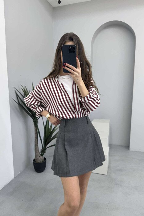 ONE COLOR SIMPLE WOMEN SKIRT GREY/GRI - 3