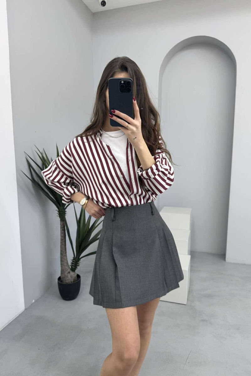 ONE COLOR SIMPLE WOMEN SKIRT GREY/GRI - 3