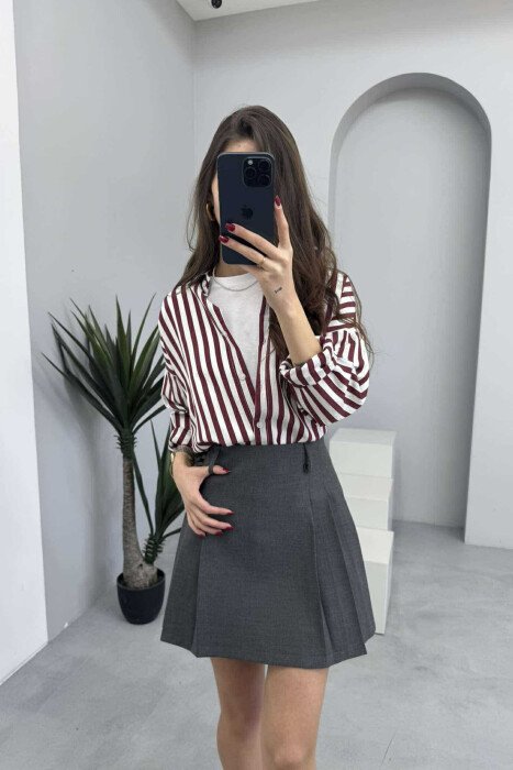 ONE COLOR SIMPLE WOMEN SKIRT GREY/GRI - 5