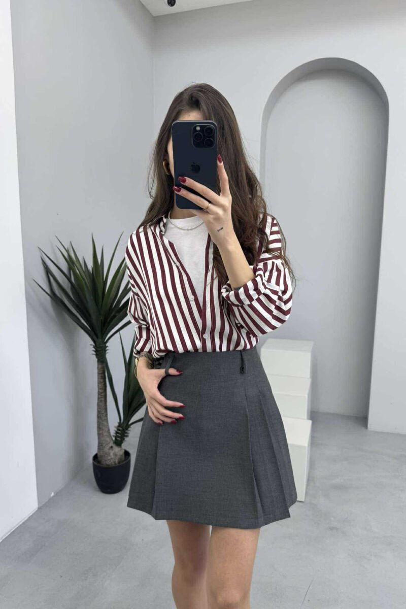 ONE COLOR SIMPLE WOMEN SKIRT GREY/GRI - 5