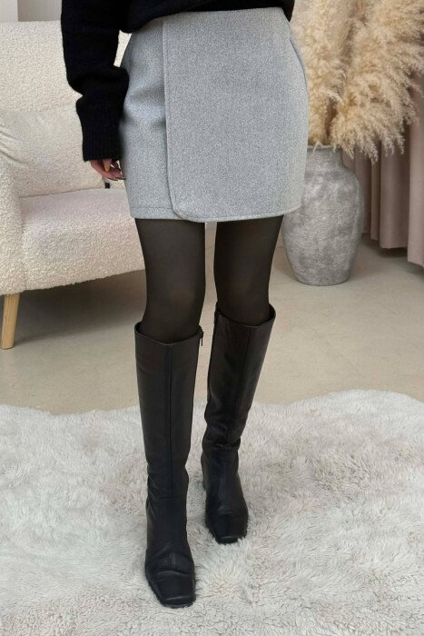 ONE COLOR SIMPLE WOMEN SKIRT LIGHT GREY/GZ 