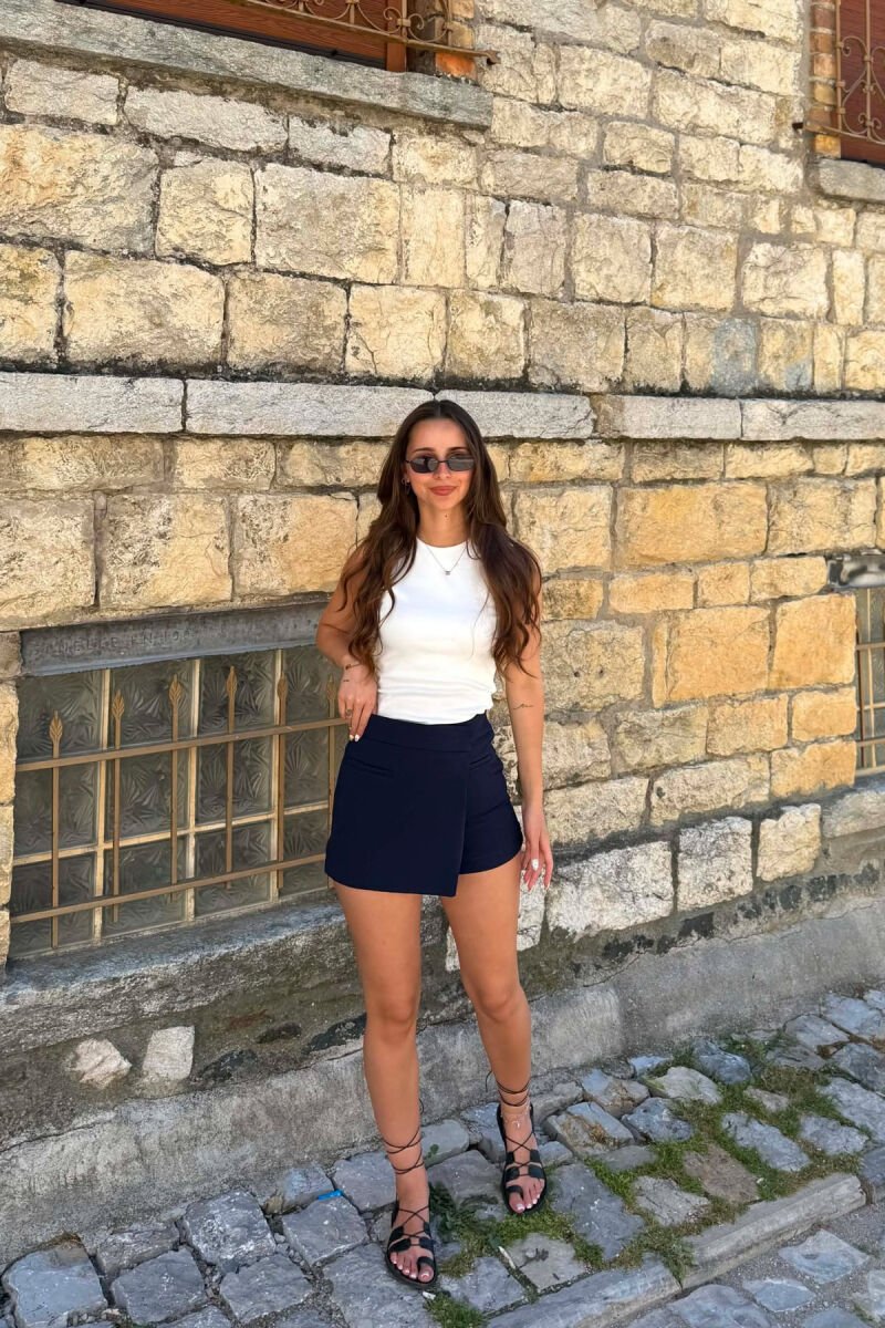 ONE COLOR SIMPLE WOMEN SKORT DARK BLUE/BEE - 2