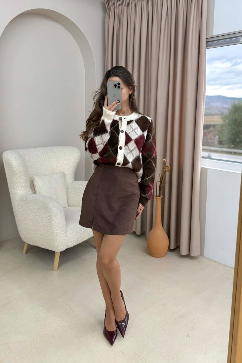 ONE COLOR SIMPLE WOMEN SKORT DARK BROWN/KAE - 5