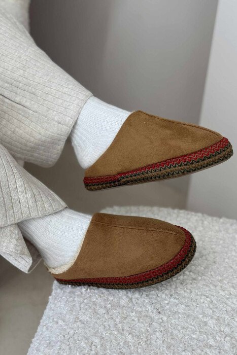 ONE COLOR SIMPLE WOMEN SLIPPERS BROWN/KAFE - 3