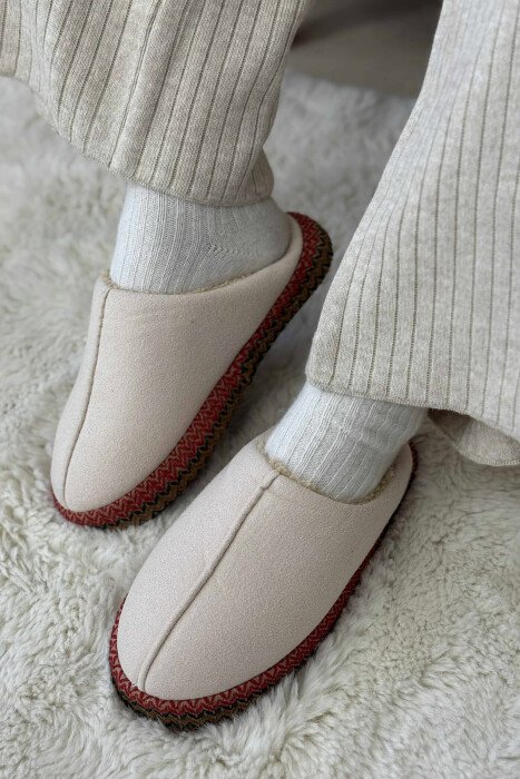 ONE COLOR SIMPLE WOMEN SLIPPERS CREAM/KREM - 1