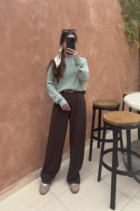 ONE COLOR SIMPLE WOMEN SWEATER MINT/MENTE - KLAUDIO FASHION
