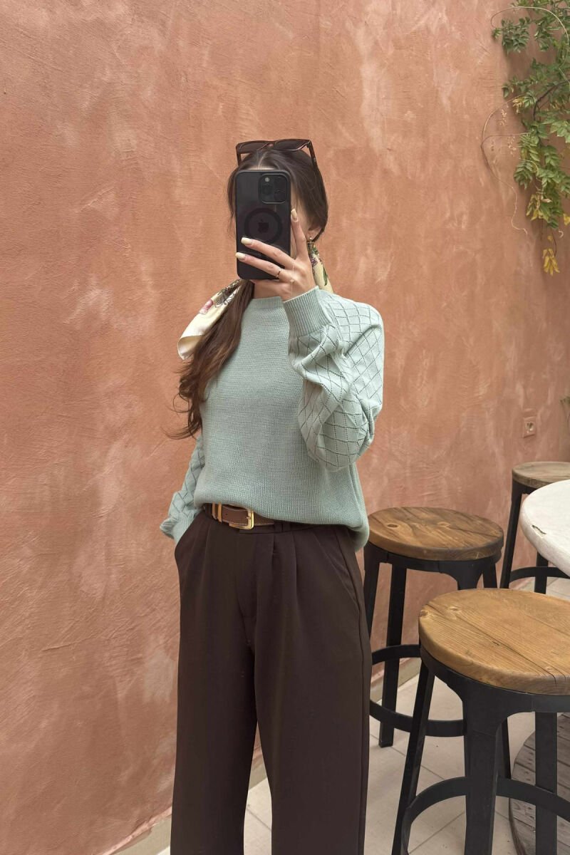 ONE COLOR SIMPLE WOMEN SWEATER MINT/MENTE - 3