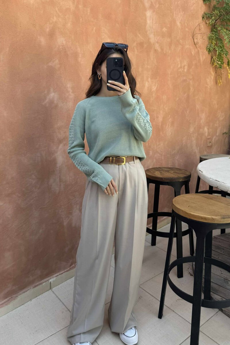 ONE COLOR SIMPLE WOMEN SWEATER MINT/MENTE - 1